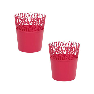 Urbn-Living PinkSet Of 2Mini Plastic Flower Planter Pots128X113X113 Cm from B&Q
