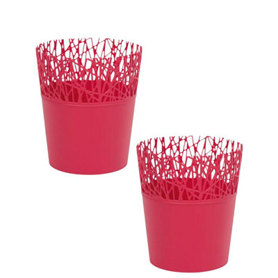 Urbn-Living PinkSet Of 2Mini Plastic Flower Planter Pots183X160X160 Cm from B&Q