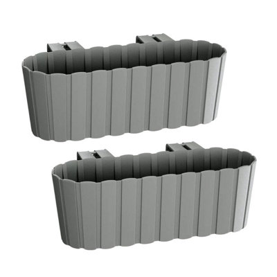 Urbn-Living Grey2-Pcs Plastic Balcony Wood Flower Plant Garden from B&Q