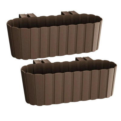 Urbn-Living Brown2-Pcs Plastic Balcony Wood Flower Plant Garden from B&Q