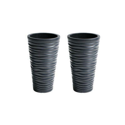 Urbn-Living BlackSet Of 2Sand Effect Flower Plant Pot520X296X296 from B&Q