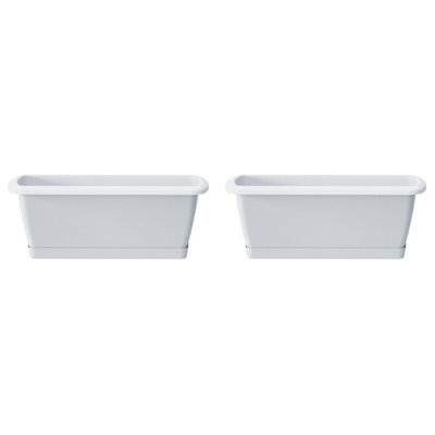 Urbn-Living WhiteSet Of 2 Respana Balcony Plant Box With A Saucer Large from B&Q