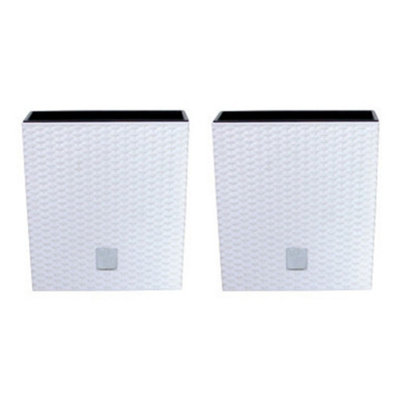 Urbn-Living WhiteSet Of 226.5Cm Rato Rattan Design Plant Pots Square -1-2 Pack from B&Q