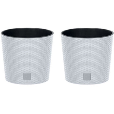 Urbn-Living WhiteSet Of 225 Cm Rato Rattan Design Plant Pots Round -1-2 Pack from B&Q