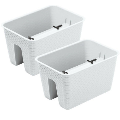 Urbn-Living WhiteSet Of 2Square Ratolla Railing Plant Pot22.5X39.6X27.2Cm from B&Q