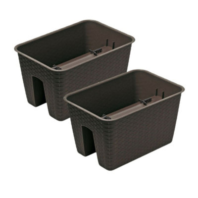 Urbn-Living BrownSet Of 2Square Ratolla Railing Plant Pot22.5X27.2X27.2Cm from B&Q