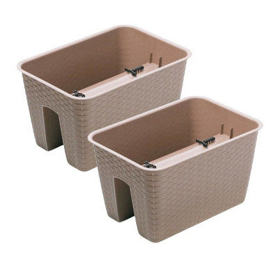 Urbn-Living MoccaSet Of 2Square Ratolla Railing Plant Pot22.5X27.2X27.2Cm from B&Q