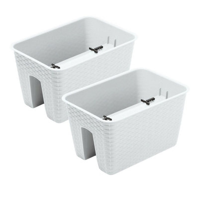 Urbn-Living WhiteSet Of 2Square Ratolla Railing Plant Pot22.5X27.2X27.2Cm from B&Q