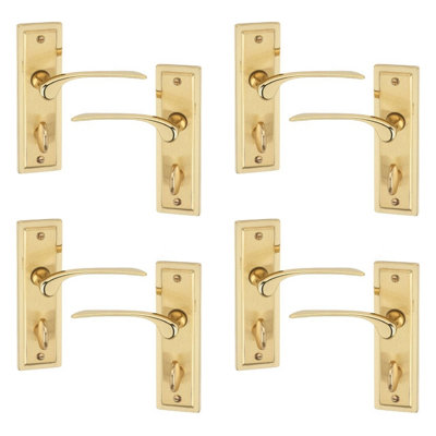 Urbn-Living Polished BrassBathroomSet Of 4Urfic Como Dual Lever Door Handles