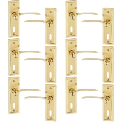 Urbn-Living Polished BrassKeyholeSet Of 6Urfic Como Dual Lever Door Handles