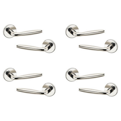 Urbn-Living Polished NickelRoseSet Of 4Urfic Rouen Lever Door Handles