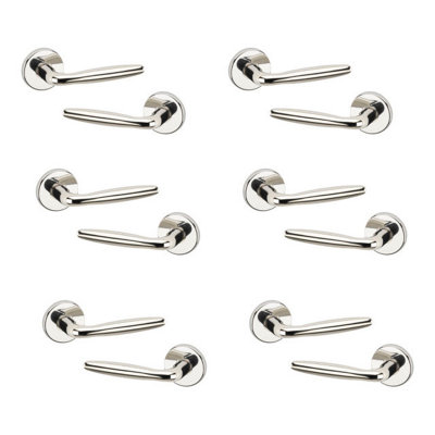 Urbn-Living Polished NickelRoseSet Of 6Urfic Rouen Lever Door Handles