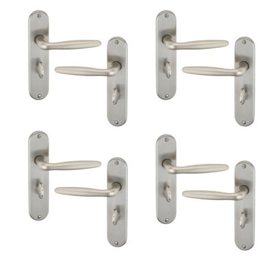 Urbn-Living Satin NickelBathroomSet Of 4Urfic Rouen Lever Door Handles