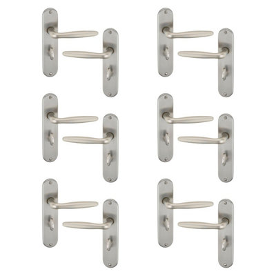 Urbn-Living Satin NickelBathroomSet Of 6Urfic Rouen Lever Door Handles