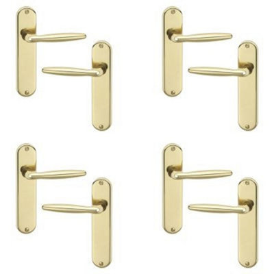 Urbn-Living Polished BrassPlainSet Of 4Urfic Rouen Lever Door Handles