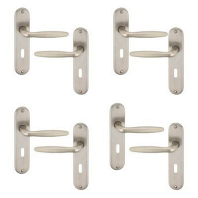 Urbn-Living Satin NickelKeyholeSet Of 4Urfic Rouen Lever Door Handles