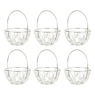 B&Q -  SilverSet Of 6Round Basket Small Wire Mesh10X8X8Cm