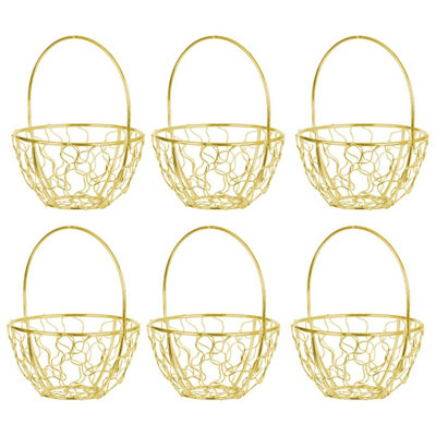 B&Q -  GoldSet Of 6Round Basket Small Wire Mesh10X8X8Cm