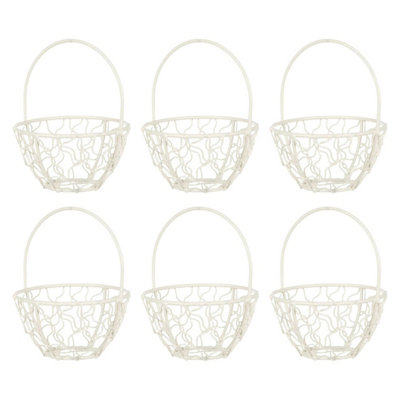B&Q -  IvorySet Of 6Round Basket Medium Wire Mesh13X10X10Cm