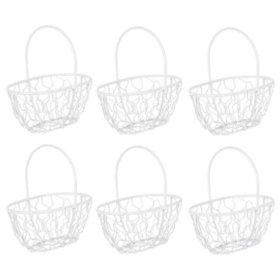 B&Q -  WhiteSet Of 6Oblong Basket Wire Mesh10X9.5X6.5Cm