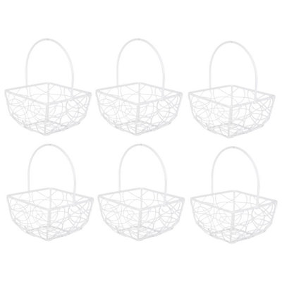 B&Q -  WhiteSet Of 6Square Basket Small Wire Mesh11X7X7Cm