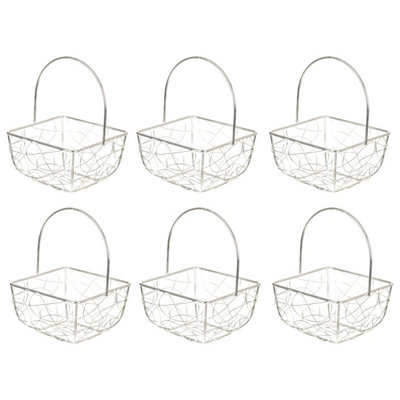 B&Q -  SilverSet Of 6Square Basket Small Wire Mesh11X7X7Cm