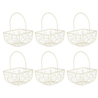 B&Q -  IvorySet Of 6Square Basket Medium Wire Mesh13X9X9Cm
