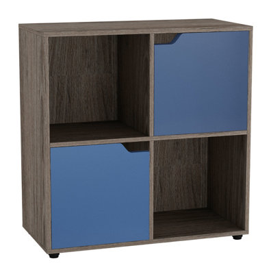 Urbn-Living Anthracite OakBlue4-Cube Shelving Unit With Wooden DoorsSquare from B&Q