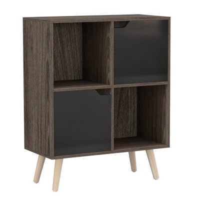 Urbn-Living Anthracite OakBlackPine4-Cube Storage Unit With 2 Wooden Doors And Legs from B&Q