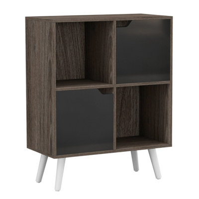 Urbn-Living Anthracite OakBlackWhite4-Cube Storage Unit With 2 Wooden Doors And Legs from B&Q