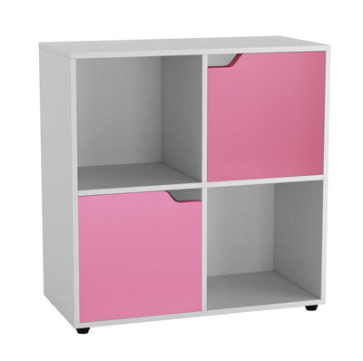 Urbn-Living WhitePink4-Cube Shelving Unit With Wooden DoorsSquare from B&Q