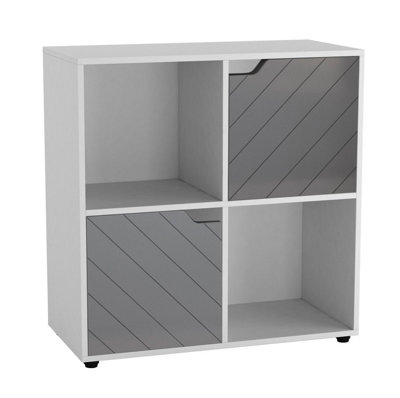 Urbn-Living WhiteGrey4 -Cube Shelving Unit With Lined DoorsSquare from B&Q