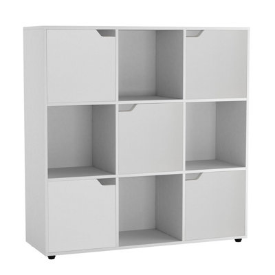 B&Q -  WhiteWhite9-Cube Shelving Unit With Wooden Doors