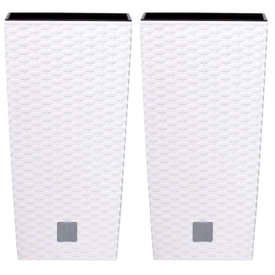 Urbn-Living WhiteSet Of 2Rato Large Square Flower Pot50X26X26Cm from B&Q