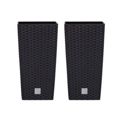 B&Q -  BlackSet Of 2Rato Large Square Flower Pot50X26X26Cm