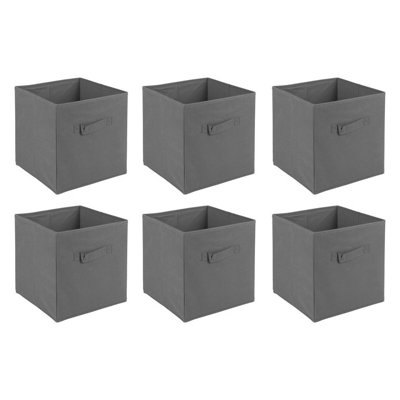 B&Q -  Set Of 6Medium Collapsible Grey Cube Storage Boxes With Carry Handles