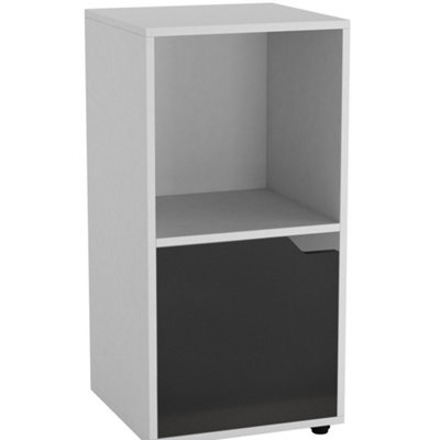 B&Q -  WhiteBlack2-Cube Shelving Unit With Wooden Door