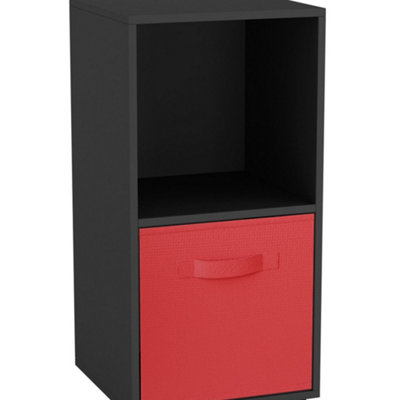 Urbn-Living BlackRed2-Cube Shelving Unit With Inserts from B&Q