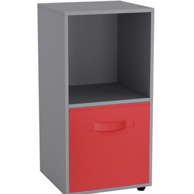 Urbn-Living GreyRed2-Cube Shelving Unit With Inserts from B&Q