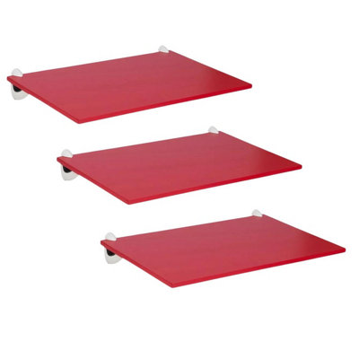 Urbn-Living RedSet Of 3Modern Slimline Floating Shelves With Screws & Shelf Clip from B&Q