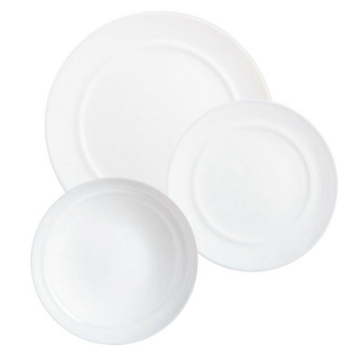 Urbn-Living White - 18-Pc Luminarc Opal Tempered Glass Dinner Set