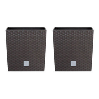 Urbn-Living BrownSet Of 220Cm Rato Rattan Design Plant Pots Square -1-2 Pack from B&Q