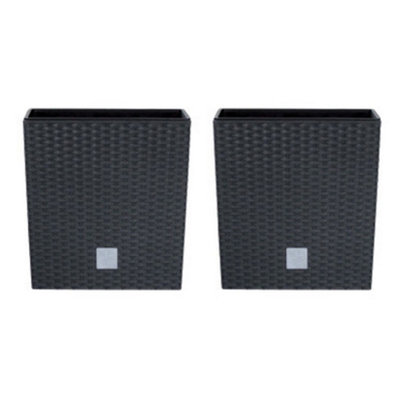 Urbn-Living BlackSet Of 220Cm Rato Rattan Design Plant Pots Square -1-2 Pack from B&Q