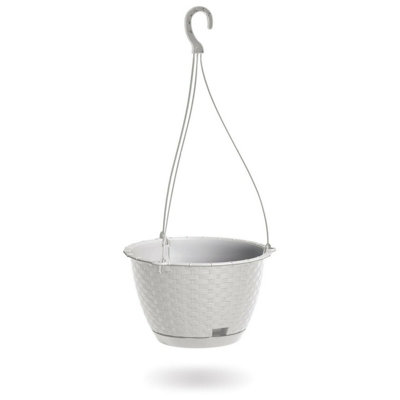 B&Q -  WhiteSet Of 1Ratolla Round Hanging Plastic Planter14.2X21.7X21.7 Cm