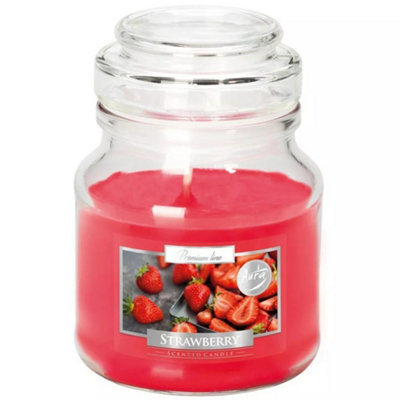 B&Q -  StrawberryGlass Jar Scented Candle With Lid