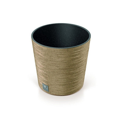 Urbn-Living Natural250mm Furu Eco Slim Low Wood Flower Pot from B&Q