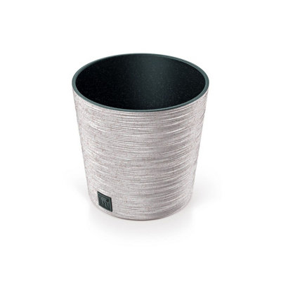 Urbn-Living White250mm Furu Eco Slim Low Wood Flower Pot from B&Q
