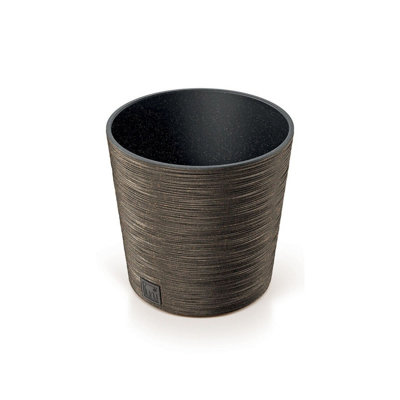 Urbn-Living Coffee300mm Furu Eco Slim Low Wood Flower Pot from B&Q