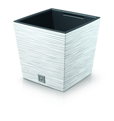 Urbn-Living WhiteFuru Square Low Planter With Insert29X29.5X29.5 Cm from B&Q