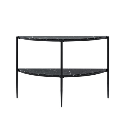 B&Q -  Black2 Tier Half Moon Marble Console Table